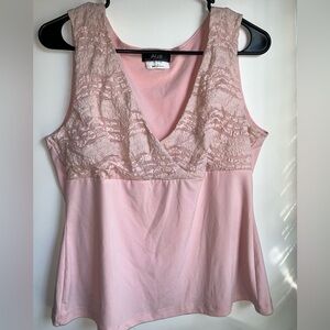 Lacy Floral Pattern Baby Pink Women’s Large Tank Top